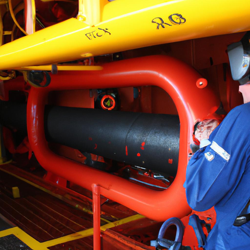 Person working on subsea equipment