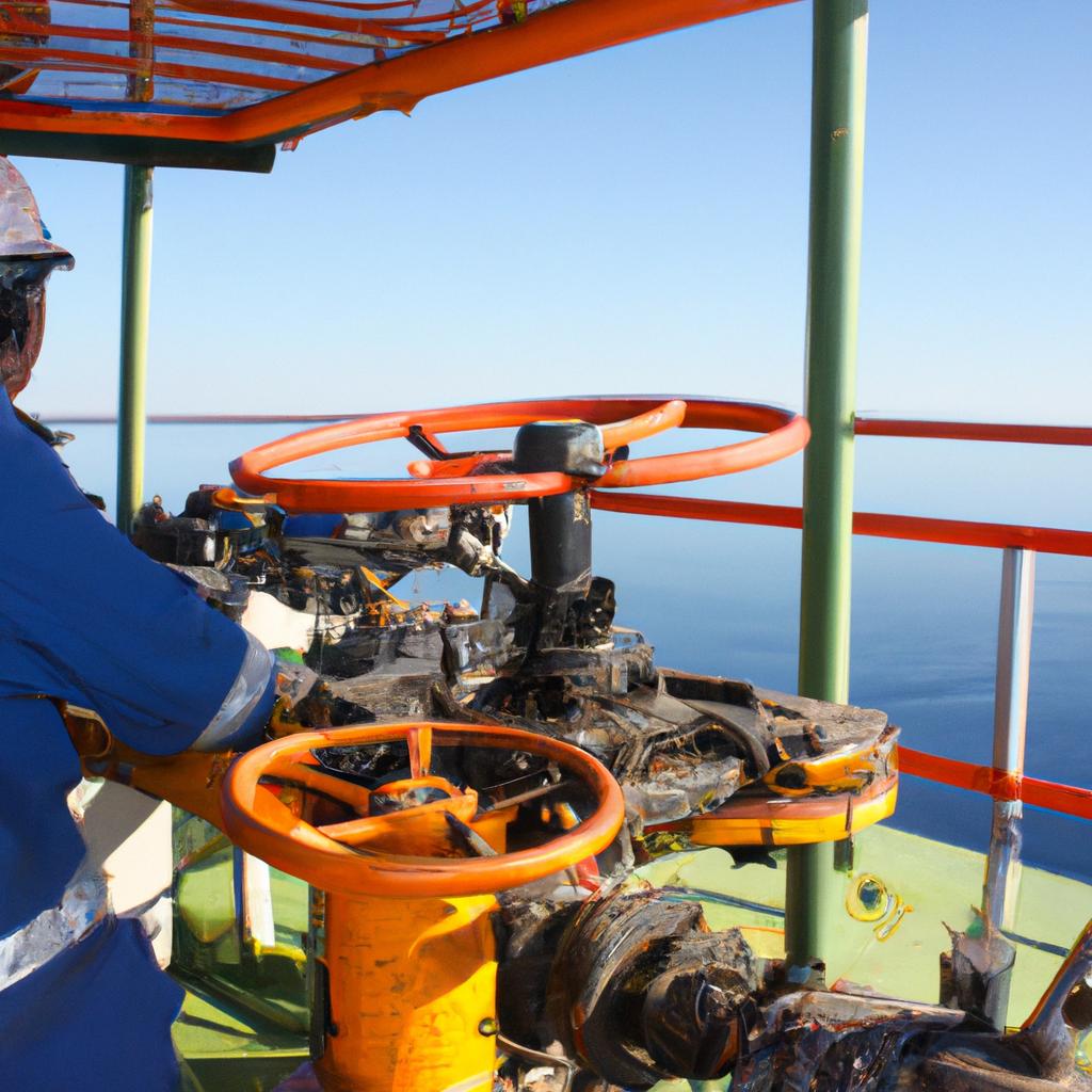 Person operating advanced offshore equipment